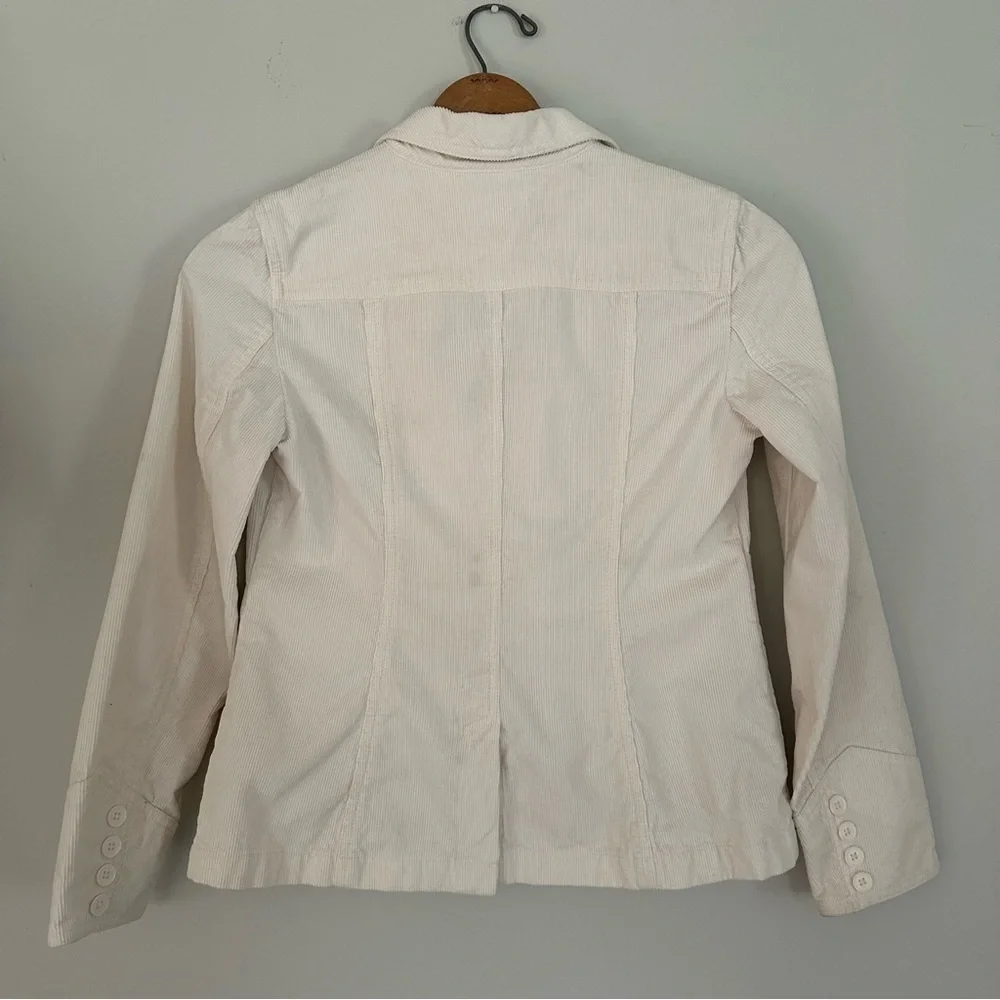 Anne Taylor Loft Corduroy  Blazer Business Casual Minimalist Cream Petite 4
